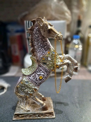 Decorative horse new with embossed designs and gold details
