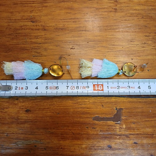 Summer earrings new with colorful tassels and gold-plated metal details
