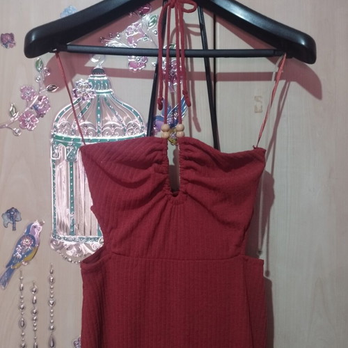 Bershka red midi dress like new, slim fit with side and neckline cutouts