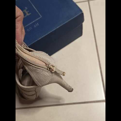 Beige lace-up sandals with zipper, size 37