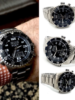 Elgin chronograph new with dual time display and waterproof
