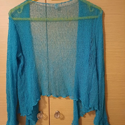 Knitted cardigan like new, turquoise