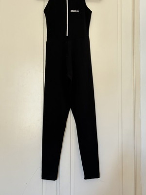 Judah Club Black Sleeveless Jumpsuit with White Zip Front like new, Size M/L