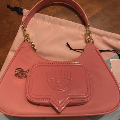 Chiara Ferragni Vicky nylon and PU leather shoulder bag pink new