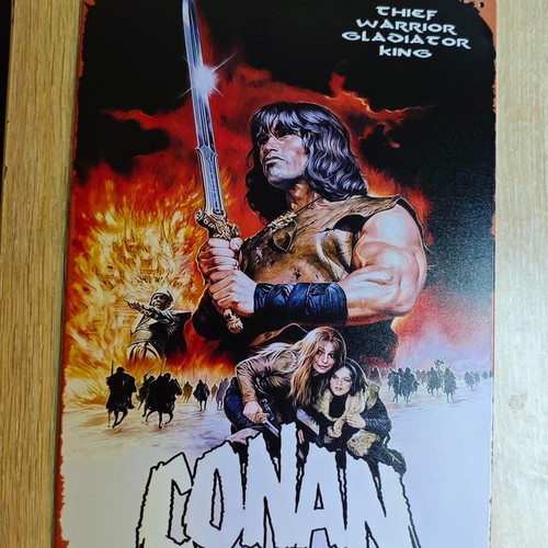 Metal sign Conan the Barbarian Arnold Schwarzenegger like new, vintage