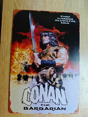 Metal sign Conan the Barbarian Arnold Schwarzenegger like new, vintage