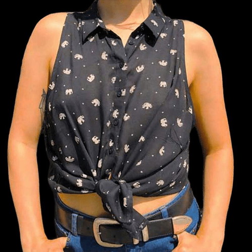 Women's shirt with elephants like new, black, size XS