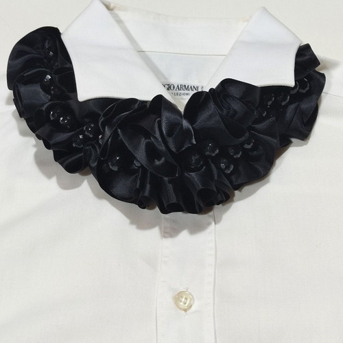 Decorative Satin Collar with Black Beads like new for Shirts and Blouses
