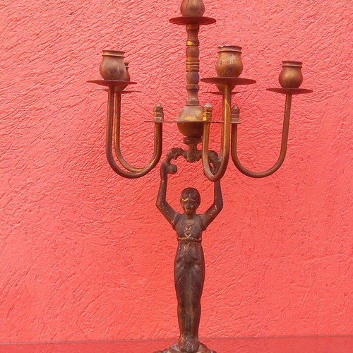 Brass six-arm candlestick used