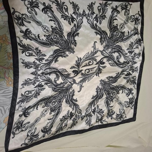 Tex Max Azria Square Scarf like new, polyester, black and white