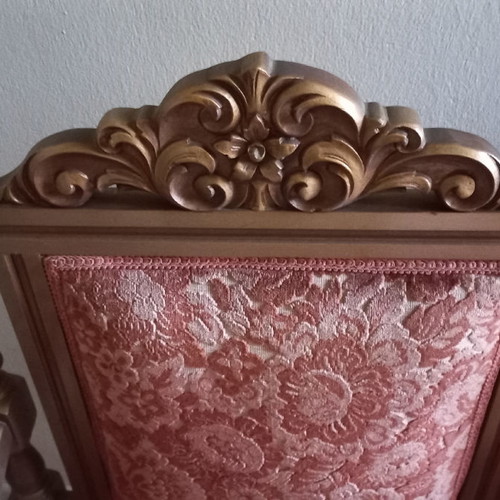 Sofa with 2 armchairs and table used, one armchair needs repair