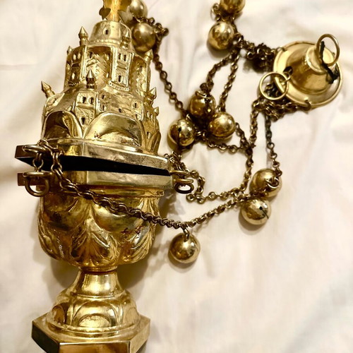 Russian gilded censer like new, church-shaped