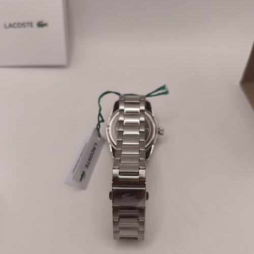 Lacoste Boston 3-Hand men's watch with silver bracelet and black dial
