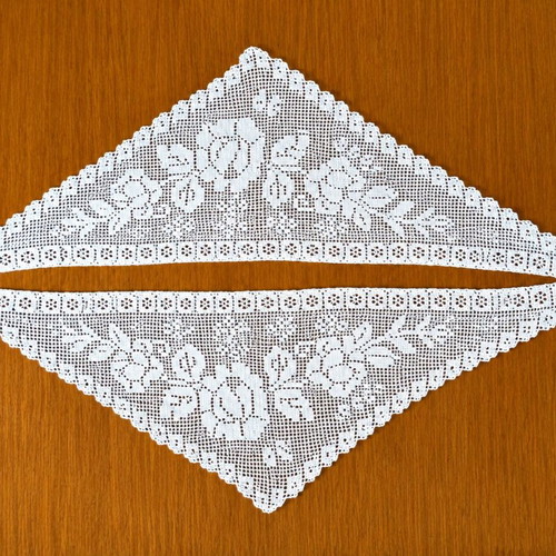 Set of 4 handmade white crochet filet pieces 100% cotton