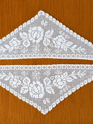 Set of 4 handmade white crochet filet pieces 100% cotton