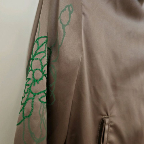 Satin bomber jacket Silvian Heach like new, brown with embroidery size M