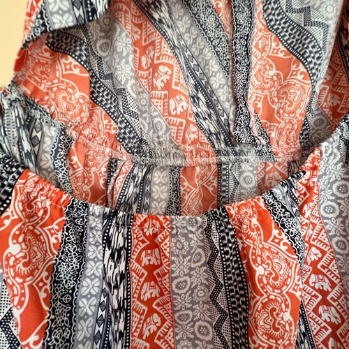Long summer dress Amisu new, gray and orange, open back