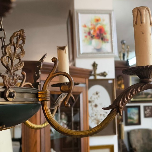Empire style vintage bronze chandelier like new, 6 arms, 1920s