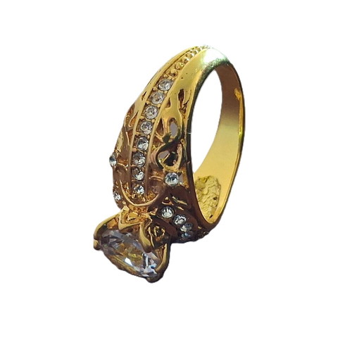 Ring with white topaz and rhodium plating new