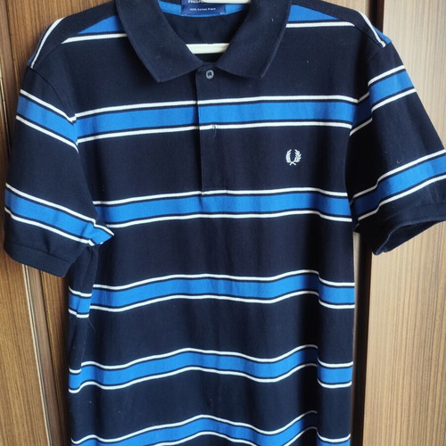 Fred Perry Polo shirt large, like new, white and blue