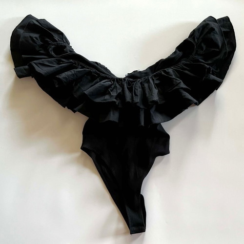 Zara bodysuit with ruffles like new, black, size M