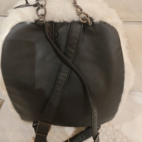 Faux bag pack white backpack new, furry 50x35 cm
