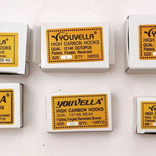 Youvella Carbon Hooks fishing hooks new, 6 sets of 100 pieces