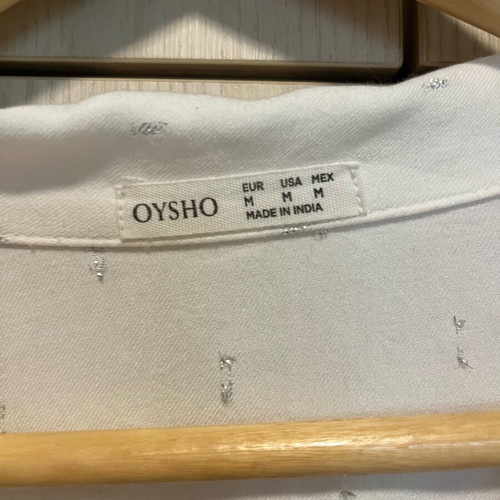 Oysho crop shirt like new with silver details, size M