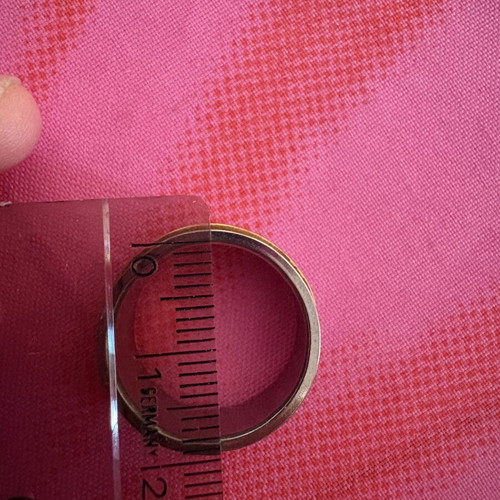 Spinning ring stainless steel with Greek key pattern, gold and silver