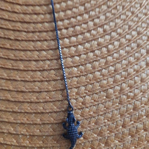 Diesel silver 925 small crocodile necklace, adjustable length