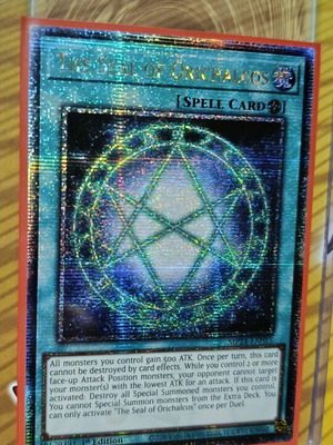 The Seal Of Orichalcos Yu-Gi-Oh! card like new with Ultra Pro sleeve and Top Loader
