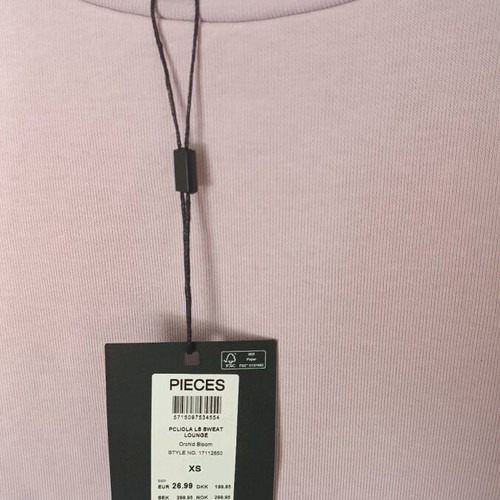 Pieces sweatshirt new, ash rose color, size XS