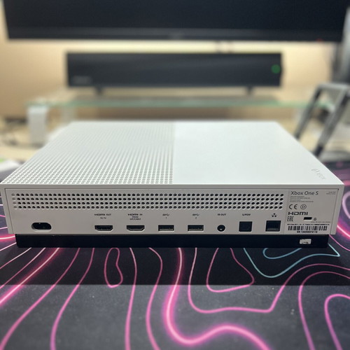 Xbox One S 500GB SSD used, with power cable and vertical stand, no controller