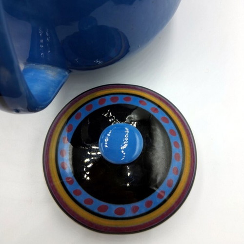 Vintage blue ceramic teapot Keramikos like new