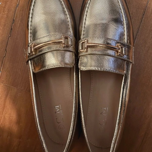 Bozikis Metallic Loafers New, Gold-Bronze, Size 41