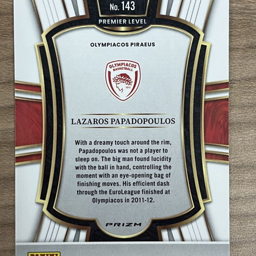 2025-26 Panini Select Euroleague Basketball Lazaros Papadopoulos Zebra card like new