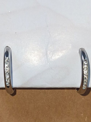 Steel small hoop earrings with zirconium new, silver