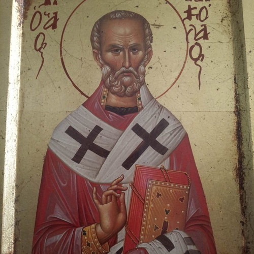 Saint Nicholas icon used, painted on wood 24x19x2 cm