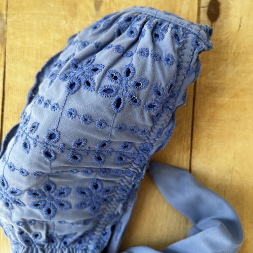 Vintage strapless bikini top used, blue turquoise, boho floral