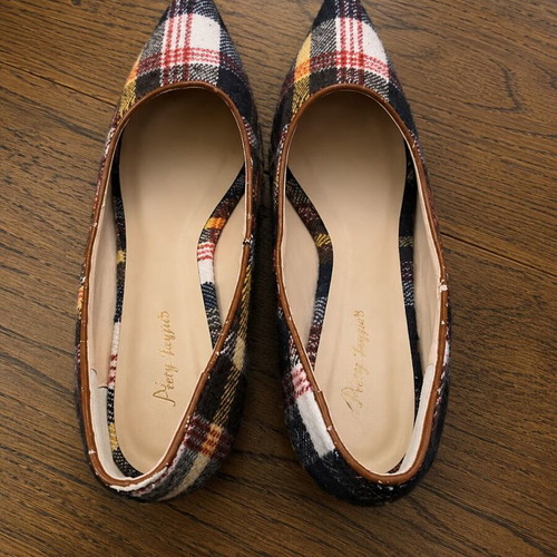 Plaid winter pumps size 41 used, 10cm heel, wool texture