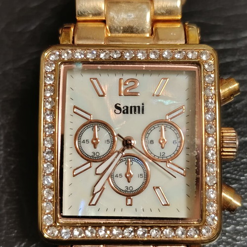 Sami quartz watch like new, unisex, rose gold with stones