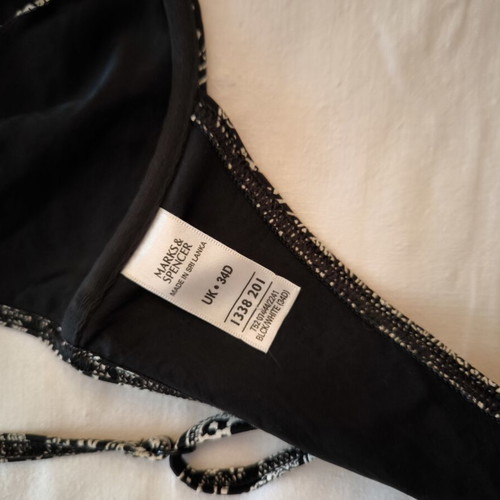 Bikini top Marks & Spencer new, black and white, size UK 34D