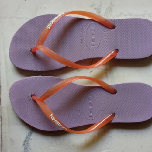 Havaianas flip flops like new, size 37-38, purple and orange
