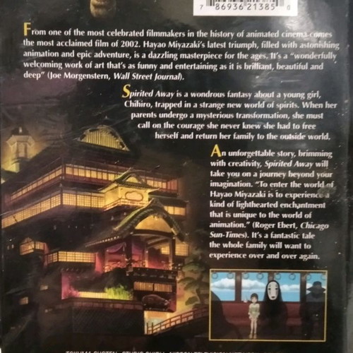Spirited Away VHS used, English language, subtitles