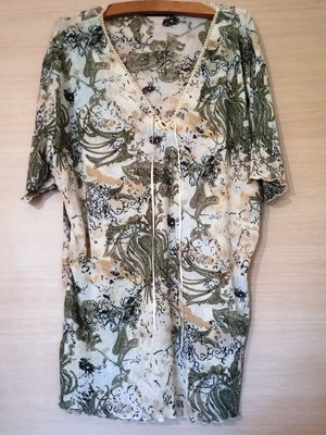 Queen Fashion Summer Caftan Dress Paisley Pattern Beige Green New