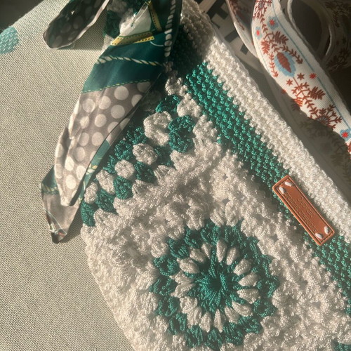 Handmade knitted shoulder bag crossbody made to order, white