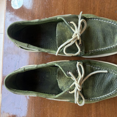 Sebago Dockside boat shoes used, green, size EU 44.5