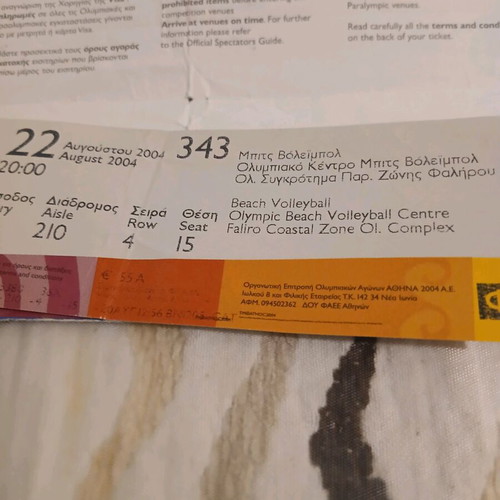 Olympic Games beach volleyball ticket stub used