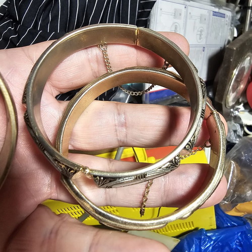 Vintage women's bracelet set used, one missing a stone