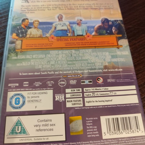 South Pacific DVD used, English subtitles
